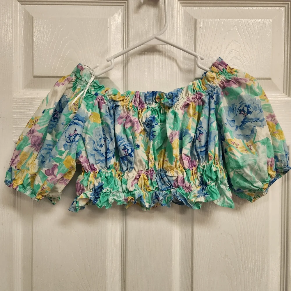 Zara Floral Croped Off-Shoulder Top - Picture 5 of 9